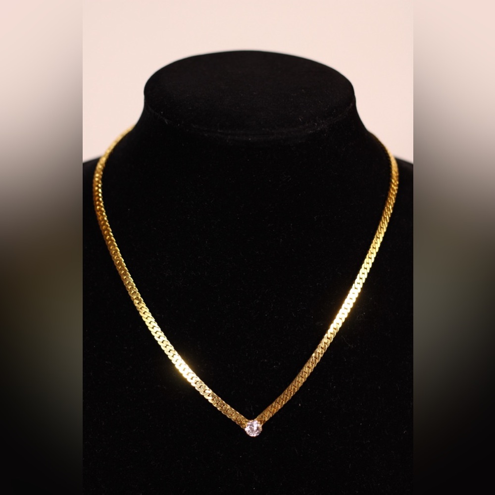 Vintage Gold Tone Flay Chain Necklace